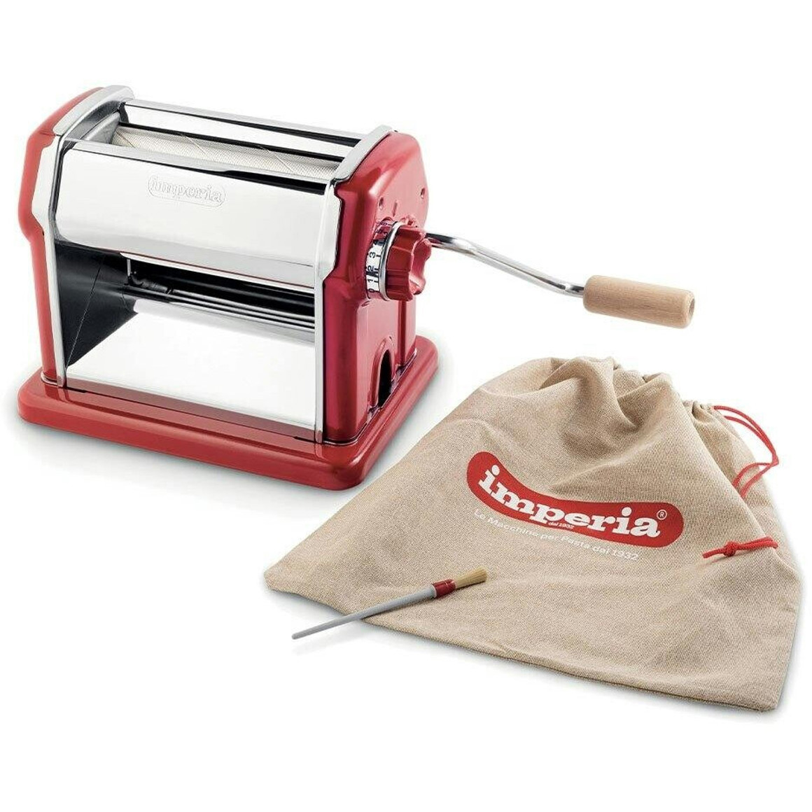 Imperia Gran Gourmet Rot - Manuelle Nudelmaschine aus Edelstahl