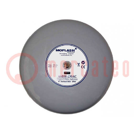 Moflash A8BM Sirene - IP66, 115V AC, 108dB - Grau, Ø 219 mm
