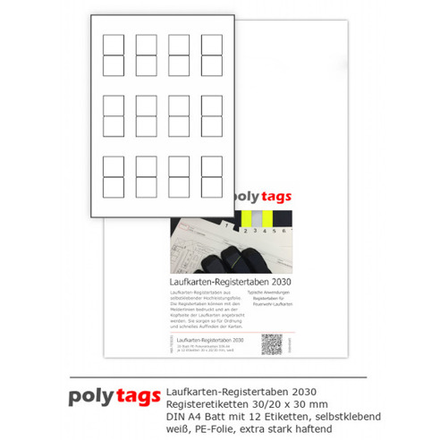 Selbstklebende Registertaben | 30 mm | Weiß | Folie | Für Laserdrucker Selbstklebende Registertaben | 30 mm | Weiß | Folie | Für Laserdrucker