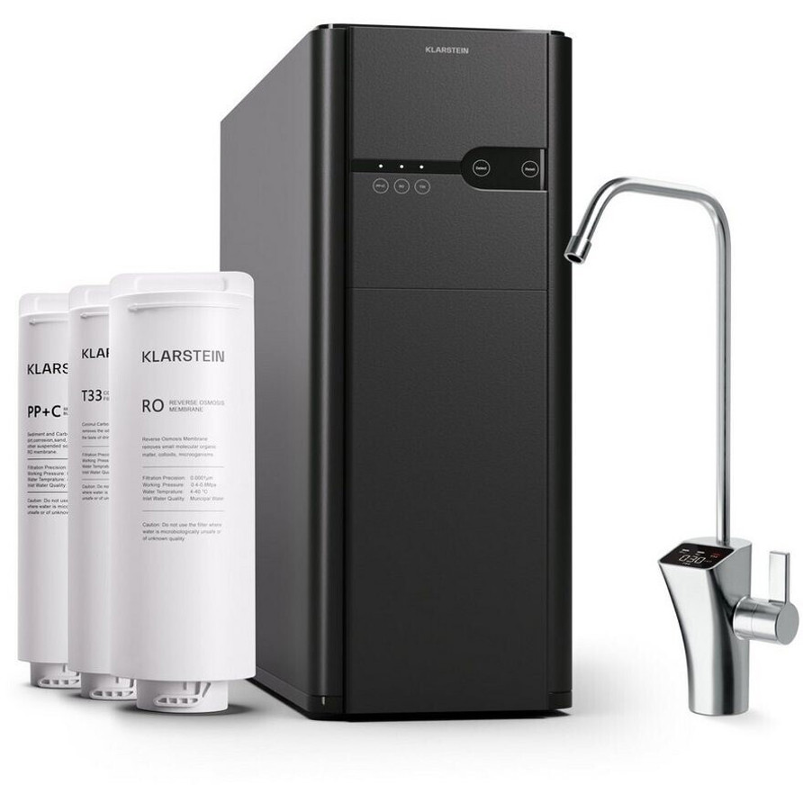 Klarstein Osmose-Wasserfilter-System 600GPD - Schwarz - Effektive Umkehrosmose für reines Wasser